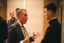 Brendan Rodgers and Kieran Tierney seemingly locked in conversation at a Celtic charity event