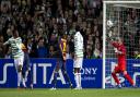 07/11/12 UEFA CHAMPIONS LEAGUECELTIC v BARCELONACELTIC PARK - GLASGOWCeltic's Victor Wanyama beats keeper Victor Valdes (right) with a fine header