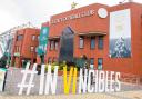 The branding outside Celtic Park after their unbeaten season