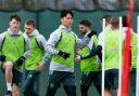 Oh Hyeon-gyu in Celtic training at Lennoxtown
