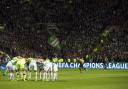 Celtic players do the huddle before a UEFA Champions League match