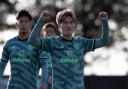 Celtic’s Kyogo Furuhashi celebrates scoring