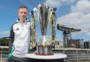 Celtic skipper Callum McGregor with the William Hill Premiership trophy on the Clyde tuesday. STY  Sport
Picture Gordon Terris Herald & Times
30/7/24