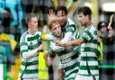 Celtic celebrate their second goal against Kilmarnock at Celtic Park