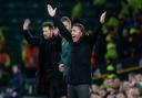 GLASGOW, SCOTLAND - OCTOBER 25: Celtic Manager Brendan Rodgers during a UEFA Champions League match between Celtic and Atletico de Madrid at Celtic Park, on October 25, 2023, in Glasgow, Scotland. (Photo by Craig Williamson / SNS Group)