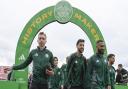 Alistair Johnston, Mikey Johnston and Cameron Carter-Vickers arrive at Celtic Park