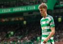 Arne Engels at Celtic Park during Celtic's 3-0 win over Rangers