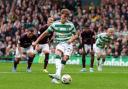 Celtic's Arne Engels scores the opening goal from the penalty spot during the Scottish Premiership match at Celtic Park, Glasgow. Picture date: Saturday September 14, 2024. PA Photo. See PA story SOCCER Celtic. Photo credit should read: Andrew