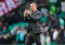 Celtic manager Brendan Rodgers applauds the fans after the final whistle in the William Hill Premiership match at Celtic Park, Glasgow. Picture date: Saturday October 19, 2024. PA Photo. See PA story SOCCER Celtic. Photo credit should read: Jane