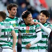 Tomoki Iwata scored his first goal for Celtic this afternoo