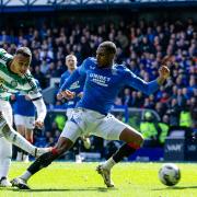 Adam Idah scores during Celtic’s 3-3 draw with Rangers