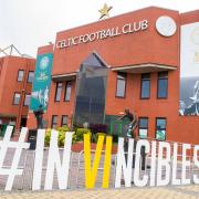 The branding outside Celtic Park after their unbeaten season