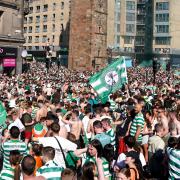 Celtic supporters celebrated the league title in Glasgow