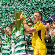 Joe Hart with the league trophy