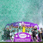 Celtic celebrate winning the 2023/24  Scottish Premiership