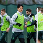 Oh Hyeon-gyu in Celtic training at Lennoxtown