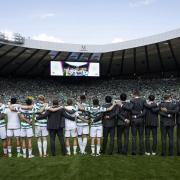 Celtic players and fans celebrate at Hampden