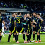 Scotland players celebrate at Hampden