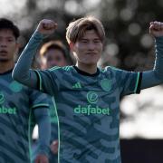 Celtic’s Kyogo Furuhashi celebrates scoring