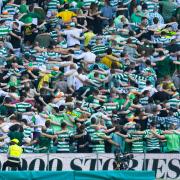 Celtic fans celebrate at Celtic Park