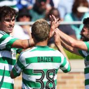 Celtic's Matt O'Riley celebrates after scoring to make it 1-0 during a pre-season friendly against Chelsea