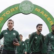 Alistair Johnston, Mikey Johnston and Cameron Carter-Vickers arrive at Celtic Park