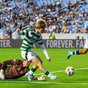 Kyogo scores against Manchester City during preseason