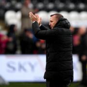 Celtic manager Brendan Rodgers applauds the fans after the William Hill Premiership match at The SMISA Stadium, Paisley. Picture date: Sunday August 25, 2024. PA Photo. See PA story SOCCER St Mirren. Photo credit should read: Andrew Milligan/PA