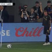 Mateusz Bogusz playing for LAFC in the Leagues Cup final