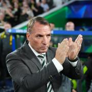 Brendan Rodgers applauds the crowd at Celtic Park