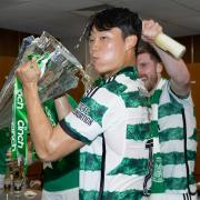 Oh celebrates with the 2023/24 Scottish Premiership title