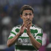 BERGAMO, ITALY - OCTOBER 23: Daizen Maeda of Celtic FC reacts during the UEFA Champions League 2024/25 League Phase MD3 match between Atalanta BC and Celtic FC at Stadio di Bergamo on October 23, 2024 in Bergamo, Italy. (Photo by Stefano Guidi/Getty