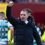 MOTHERWELL, SCOTLAND - FEBRUARY 25: Celtic manager Brendan Rodgers celebrates at full time during a cinch Premiership match between Motherwell and Celtic at Fir Park, on February 25, 2024, in Motherwell, Scotland. (Photo by Craig Foy / SNS Group)