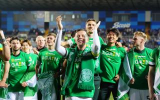 Callum McGregor leads the Celtic celebrations