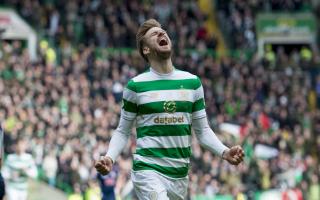 Stuart Armstrong celebrates at Celtic Park