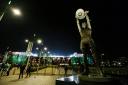 GLASGOW, SCOTLAND - NOVEMBER 05: A general view of the Billy McNeill statue outside the stadium before a UEFA Champions League 2024/25 League Phase MD4 match between Celtic and RB Leipzig at Celtic Park, on November 05, 2024, in Glasgow, Scotland. (Photo