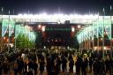 Supporters gather outside Celtic Park