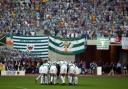 The Celtic players do the huddle ahead of the UEFA cup final 2003
