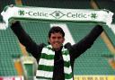 Darren Jackson is paraded as a Celtic player in July 1997