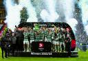 Celtic celebrating their last Scottish League Cup win in February, 2023