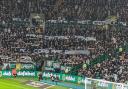 Celtic supporters hoisted a banner at Parkhead