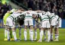 GLASGOW, SCOTLAND - DECEMBER 13: The Celtic team huddle before a UEFA Champions League group stage match between Celtic and Feyenoord at Celtic Park, on December 13, 2023, in Glasgow, Scotland. (Photo by Craig Williamson / SNS Group)