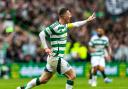 GLASGOW, SCOTLAND - SEPTEMBER 01: Celtic’s Callum McGregor celebrates scoring to make it 3-0  during a William Hill Premiership match between Celtic and Rangers at Celtic Park, on September 01, 2024, in Glasgow, Scotland. (Photo by Craig Williamson /