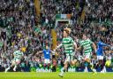 Celtic's Kyogo Furuhashi celebrates as he scores to make it 2-0