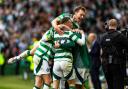 GLASGOW, SCOTLAND - SEPTEMBER 01: Celtic’s Callum McGregor celebrates scoring to make it 3-0 during a William Hill Premiership match between Celtic and Rangers at Celtic Park, on September 01, 2024, in Glasgow, Scotland. (Photo by Craig Williamson /