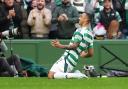 Celtic's Adam Idah celebrates scoring their side's third goal of the game during the Premier Sports Cup, quarter-final match at Celtic Park, Glasgow. Picture date: Sunday September 22, 2024. PA Photo. See PA story SOCCER Celtic. Photo credit should read: