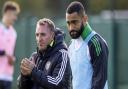 Brendan Rodgers and Cameron Carter-Vickers at Lennoxtown