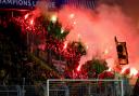 The pyro display by the Green Brigade in Dortmund