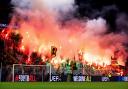 Celtic fans with their pyro display in Dortmund