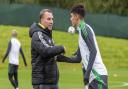 Brendan Rodgers and Alex Valle at Lennoxtown